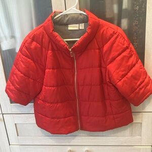 Chico's EUC Red elbow length sleeve Puffer Jacket Sz 1/M 8-10